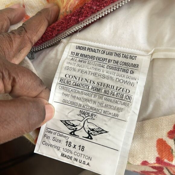 Custom Floral Print Decorative Throw Pillow Bundle (3) 18”x18” - Picture 4 of 5